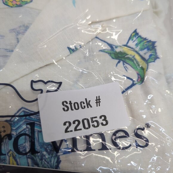 Vineyard Vines Gasparilla Icons Linen Blend CBNA Shirt Large White Cap - Picture 8 of 8